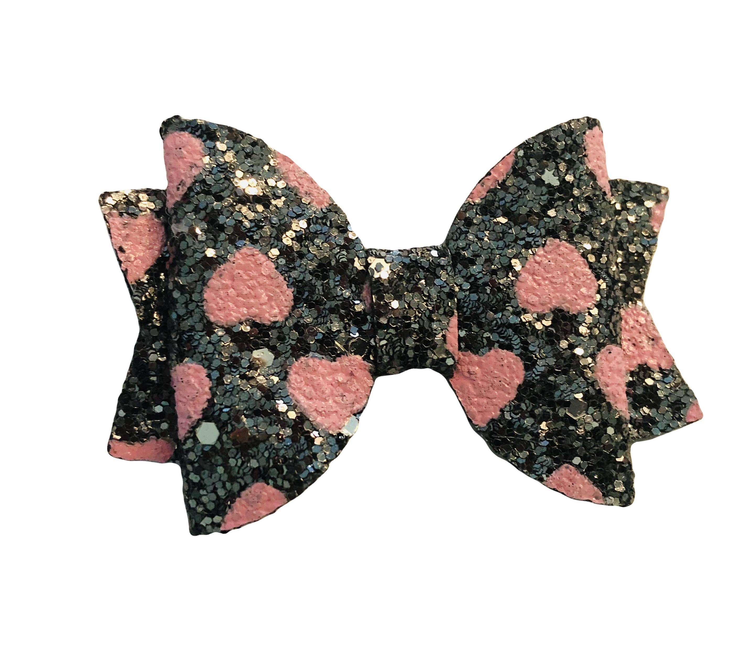 Sparkle Sisters by Couture Clips - Wholesale Hair Bow - Kids - Glitter Heart Bow1