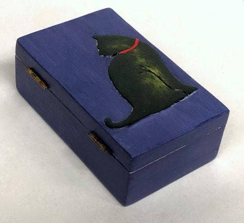 The Niger Bend - Wholesale Decorative Box - Cat Silhouette Design - Small Rectangle Soapstone Trinket Decor Box18