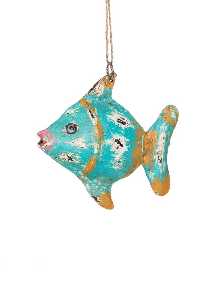 Mint Iron Fish Hanging for wholesale by Shoeless Joe Ltd