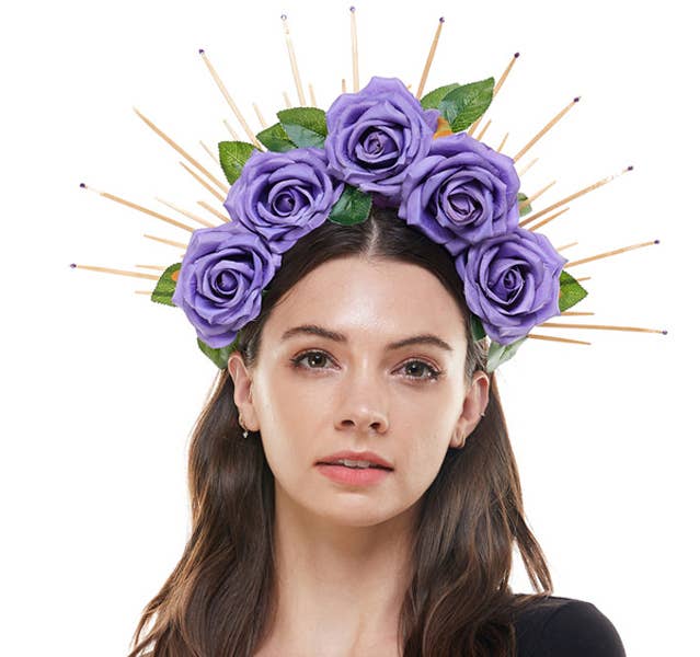 KBW Global Corp. - Vente Chapeaux/couronnes de fête - Couronne Halo de Roses Violettes0