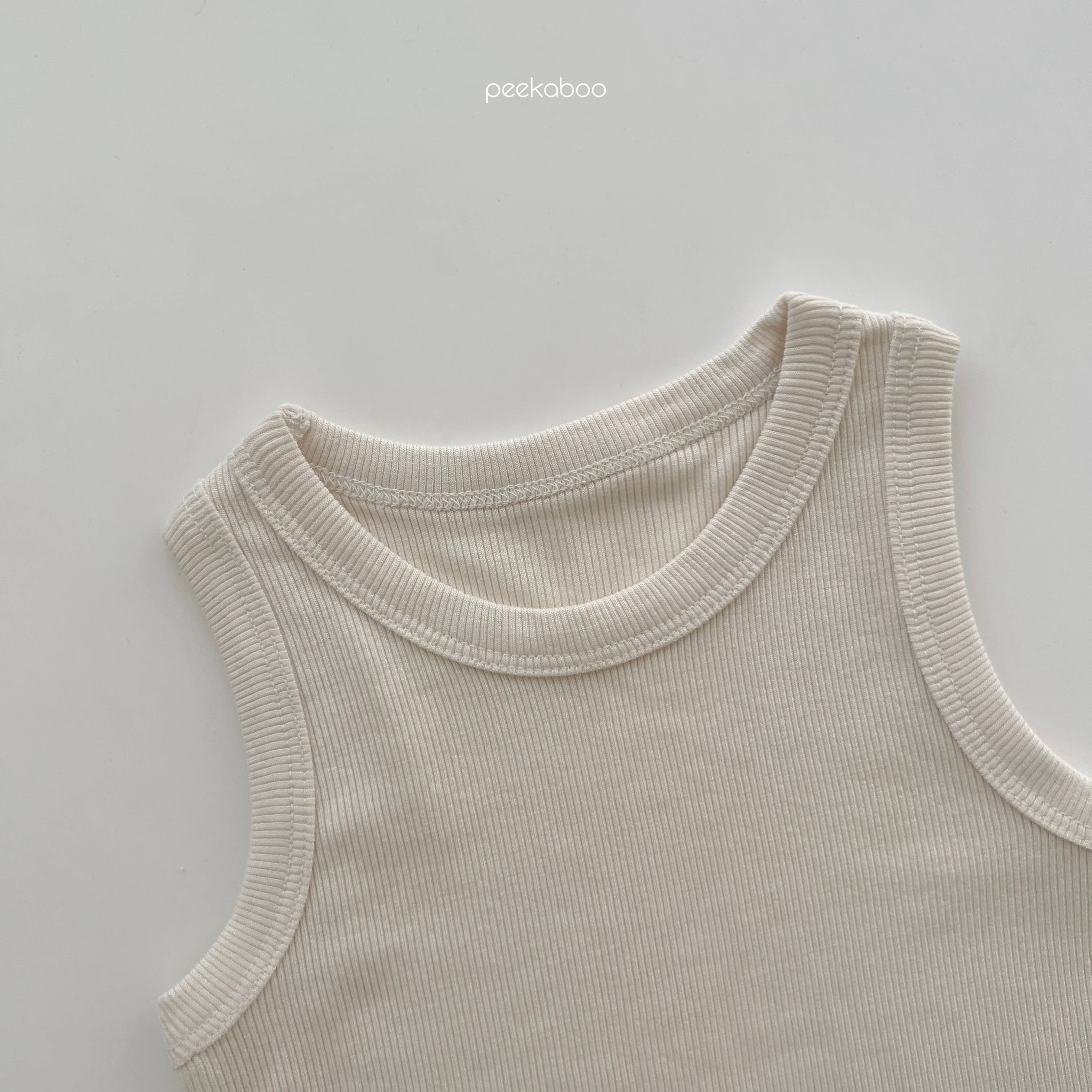 peekaboo – Großhandel Schlafanzug-Set – Kinder – Neutrale Farbe Kinder Kleinkind geripptes Tanktop und Shorts Pyjama8