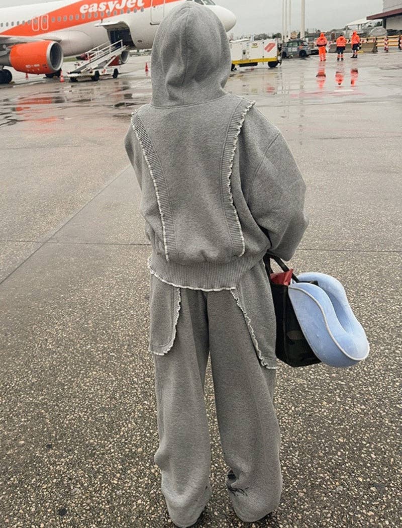 GREY Lace Hooded Top and Pants Set for wholesale on Faire4