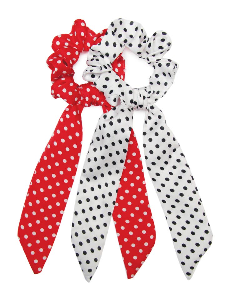 Pacote com 2 lenços de rabo de cavalo Polka Dot Rouge por atacado de BANDED