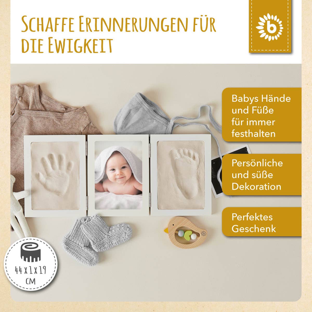 Bieco Spielwaren – wholesale Hand & footprint kit – Child & baby – Imprint set with picture frame2