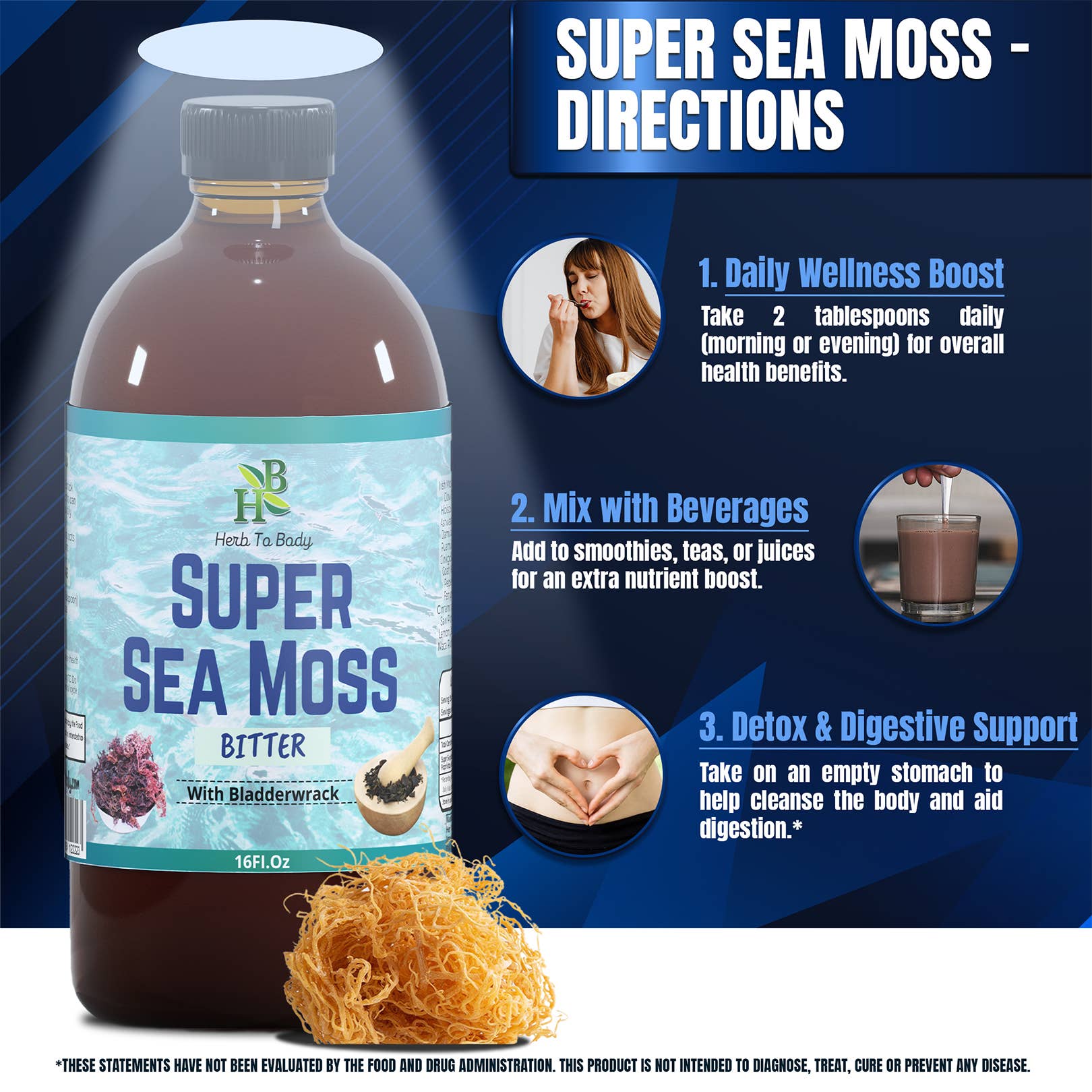 Herb To Body - Venta al por mayor Suplementos/vitaminas para beber - Super Sea Moss Bitter - 16oz | Tónico Herbal Ecológico4