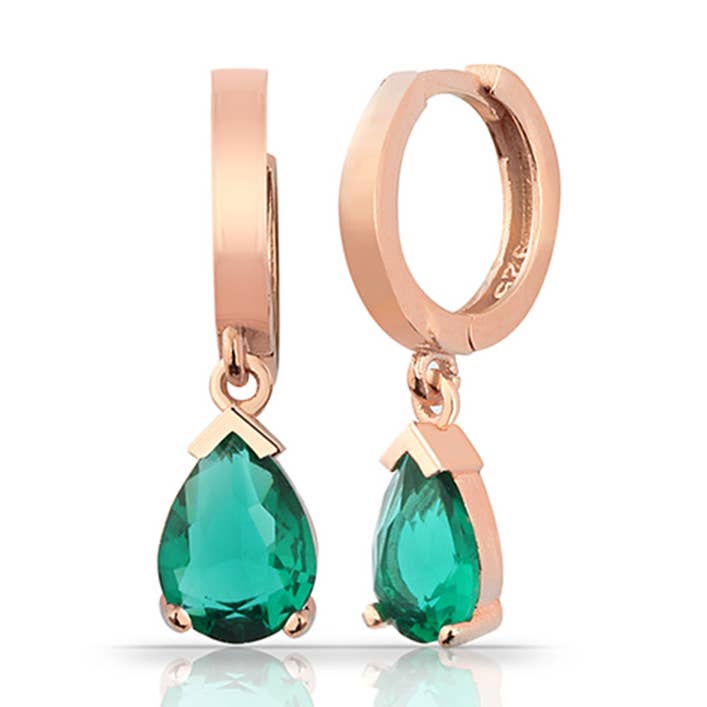 925 Sterling Silver Pendant Earrings Green Zircon Stone for wholesale by Azuris Silver