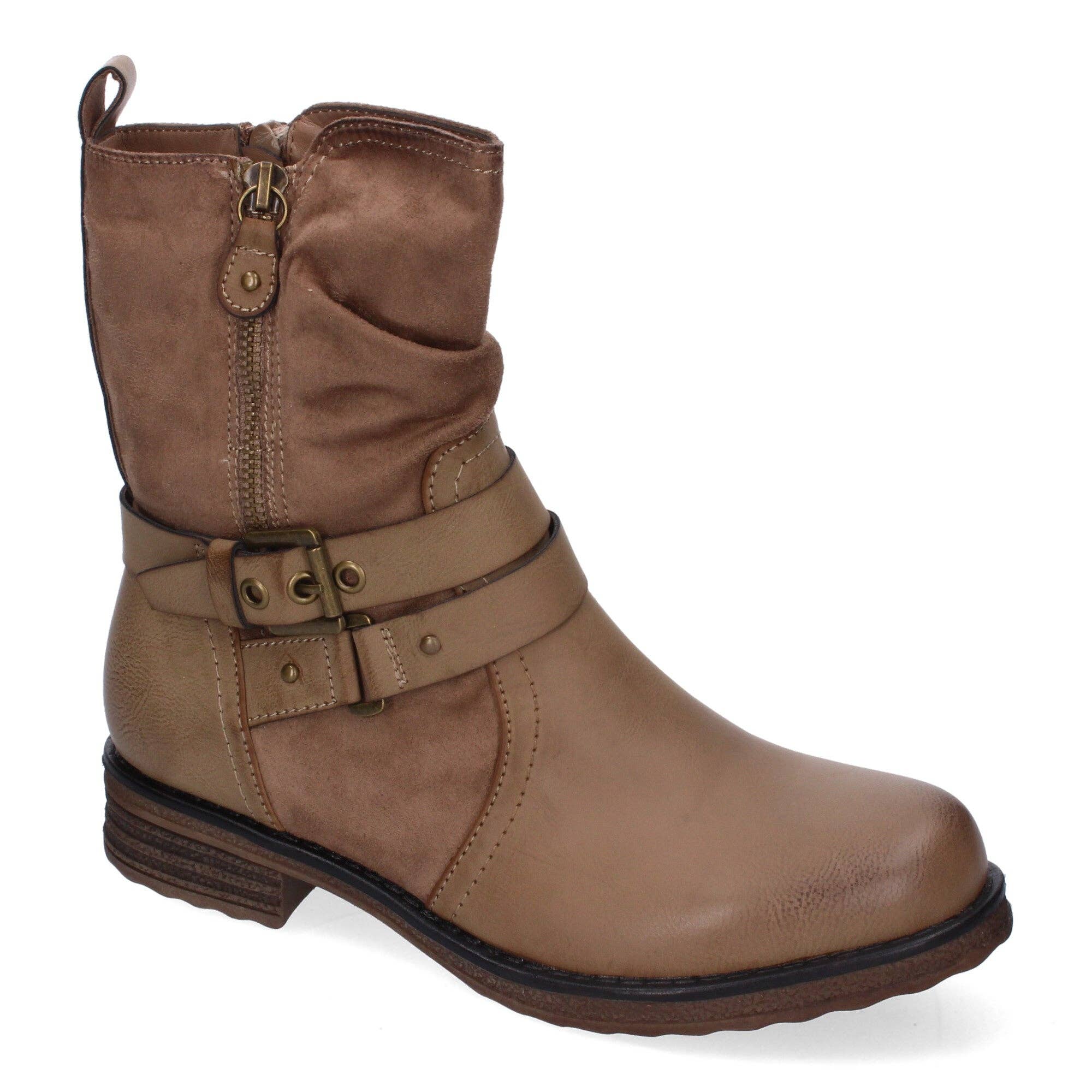 Brideluxe Mayorista - Wholesale Boots - Women's - Elegant Women's Boots with Buckles, Decorative Straps, and Side Zipper2