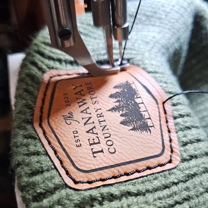 Mad River - Wholesale Beanie - Women's - Faux Fur Pom Beanie with Custom Vegan Leather Patch1