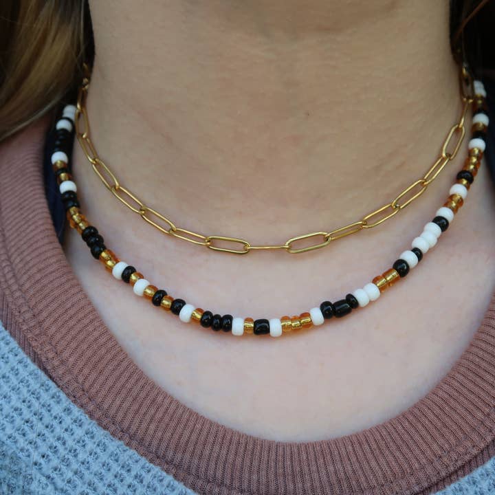 Adjustable Spooky Season Fall Beaded Choker Necklace for wholesale by Athena’s Art Cove