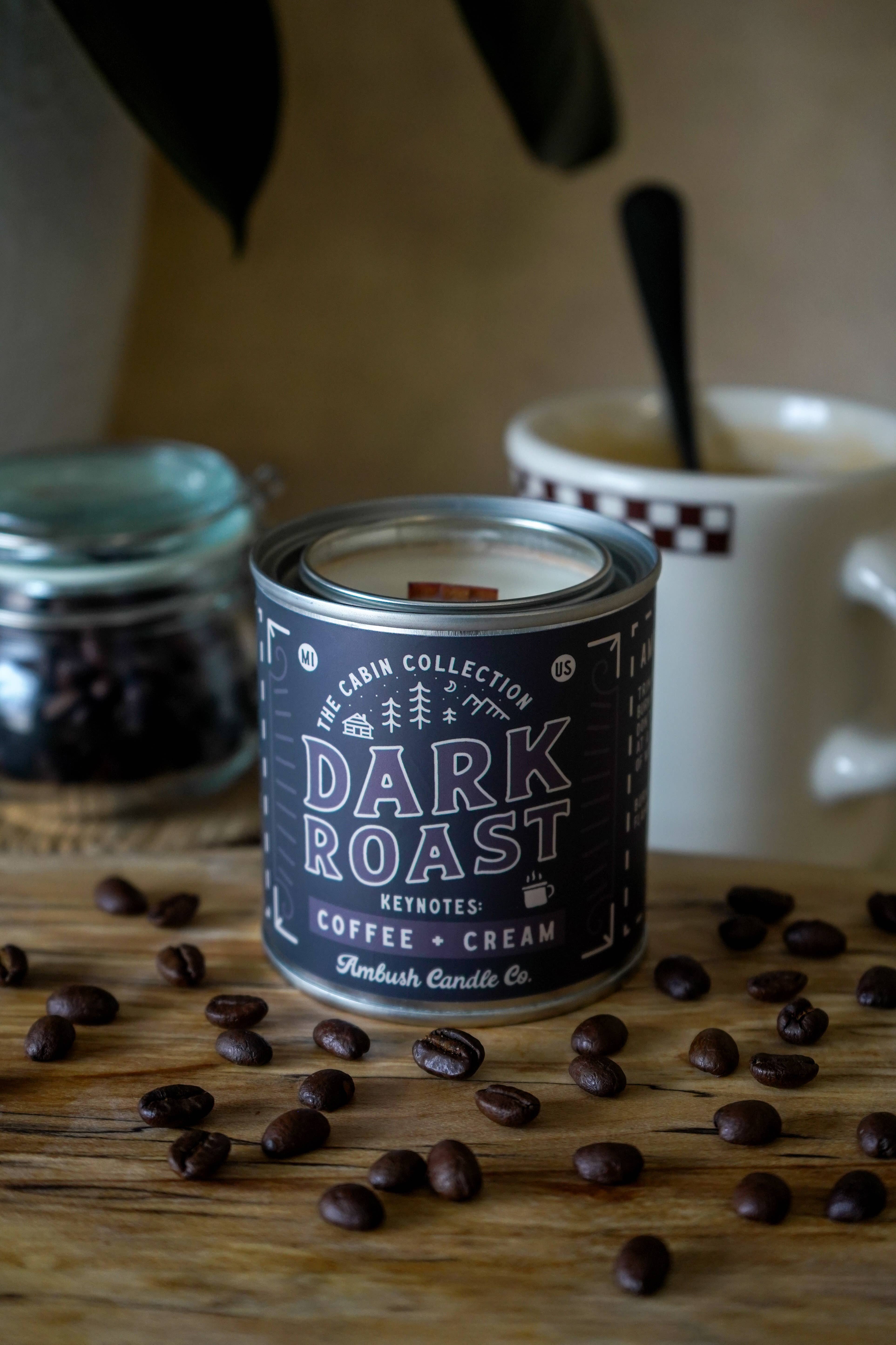 Ambush Candle Co. - Venta al por mayor Velas en tarros - Dark Roast | Vela de soja de 8 oz con café y crema7
