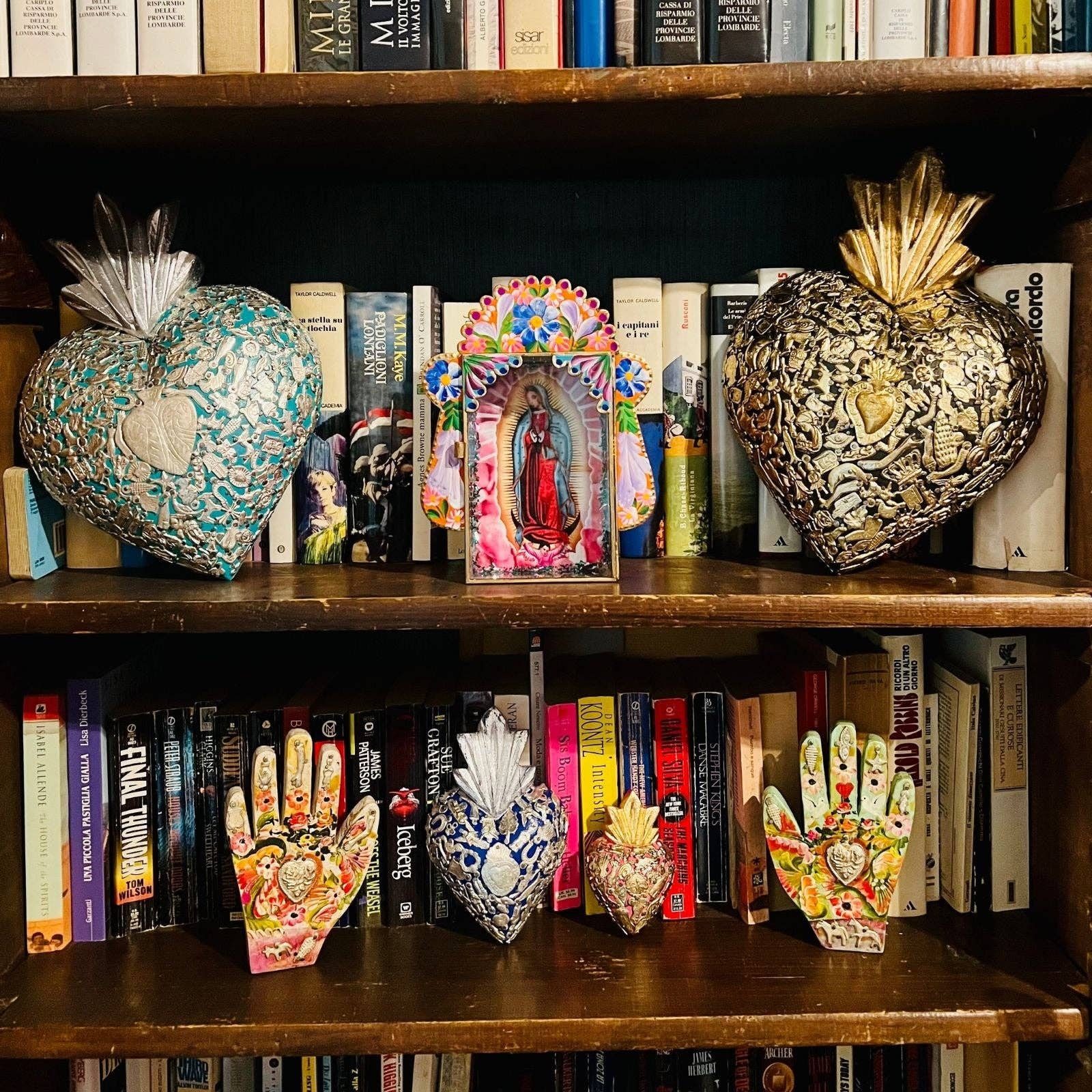 PINK PAMPAS - Wholesale Wall Accent - Mexican handmade Virgin of Guadalupe votive case3