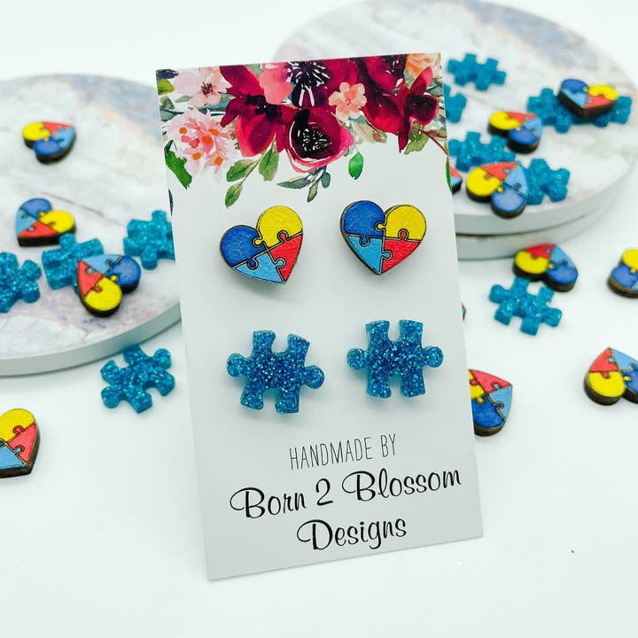 Autism medvetenhet Studs för wholesale av Born 2 Blossom Designs