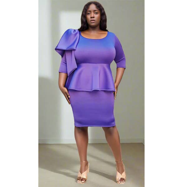 J2 FASHION - Vente Robe – femme - Robe à basque avec détail asymétrique à l'épaule0