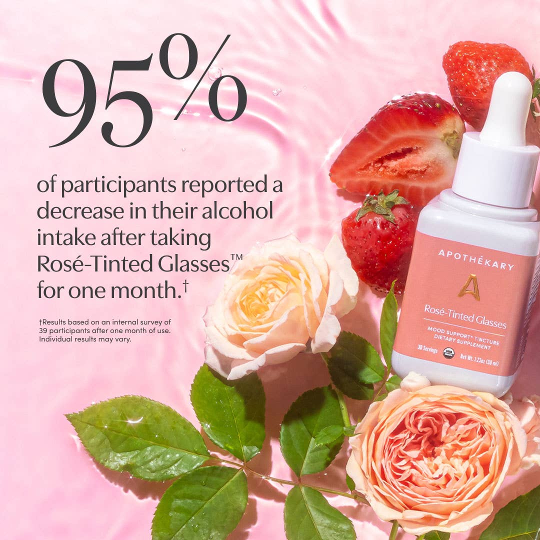 Apothékary - Vente Apéritifs sans alcool/mocktails - Rosé-Tinted Glasses™ - gouttes à base de plantes pour humeur, peau et stress7