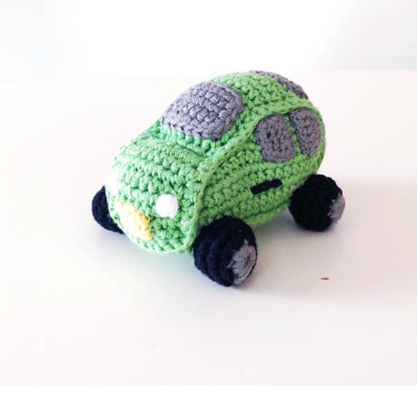 Crochet Baby Toy Car rattle- deep green for wholesale by Pebblechild
