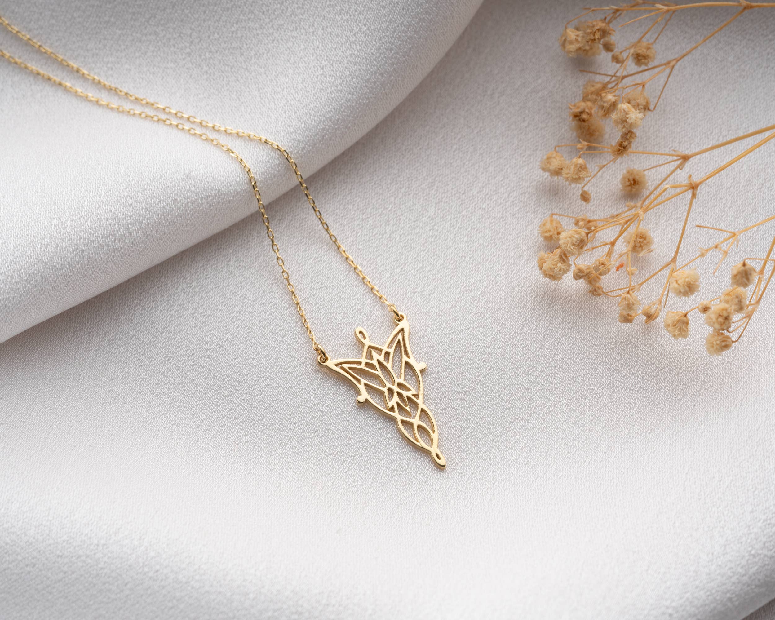 Tina Custom Jewelry - Wholesale Pendant/Charm Necklace - Elven Necklace Gold Fantasy Arwen Pendant Jewelry8