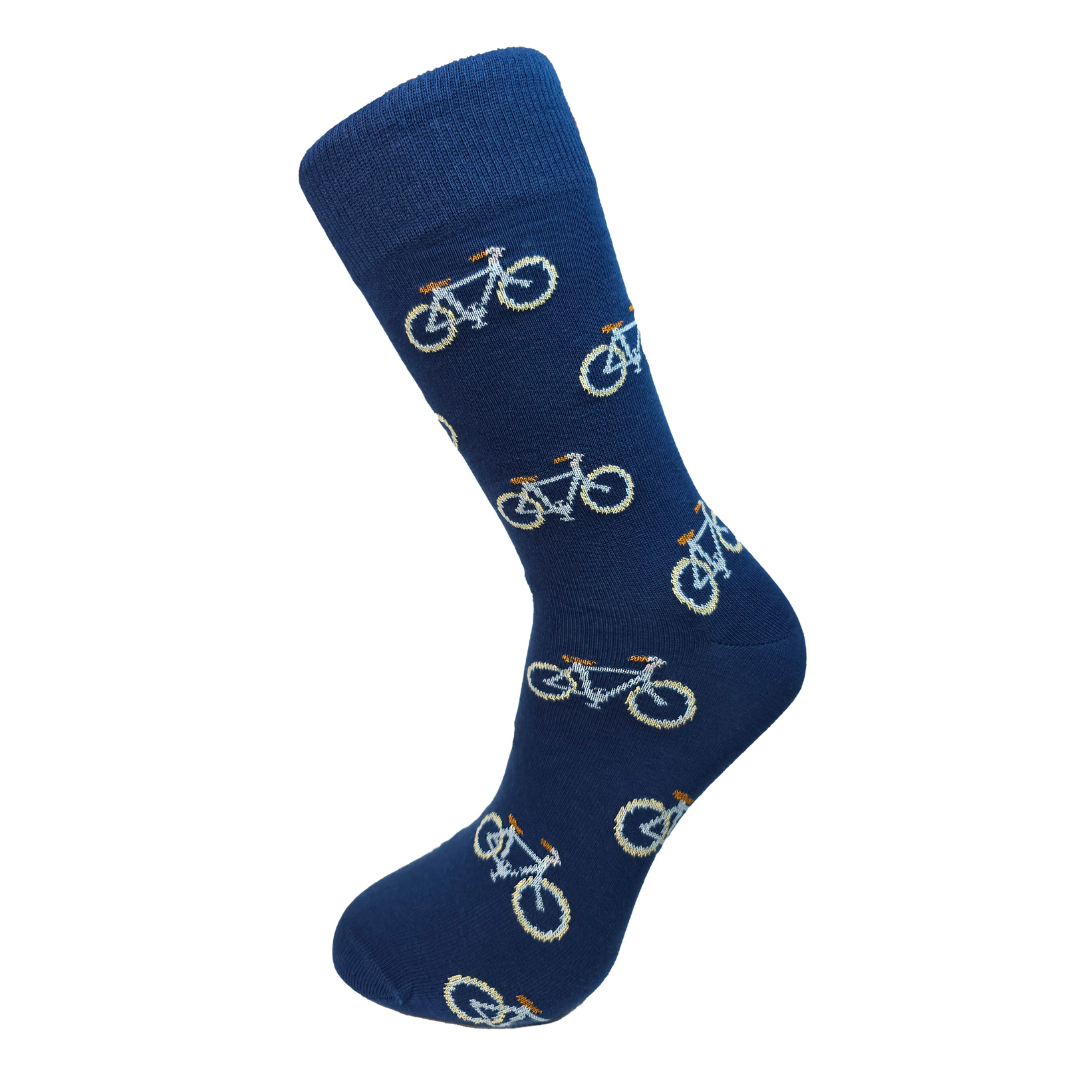 Slopes&Town - Wholesale Socks - Unisex - True Navy and Light Blue Bike Bamboo Socks0