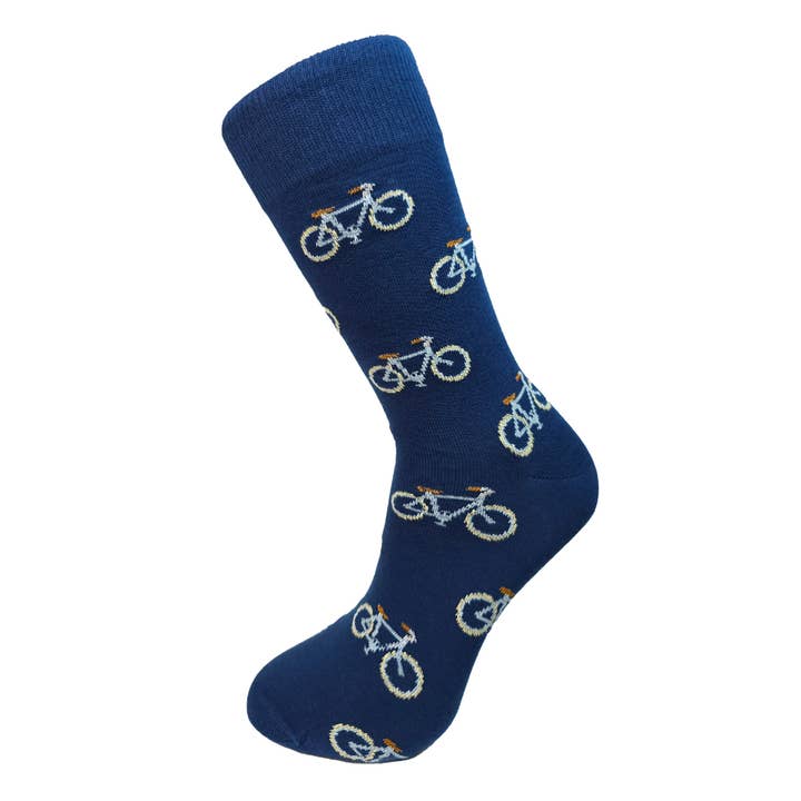 True Navy and Light Blue Bike Bamboo Socks for wholesale by Slopes&Town