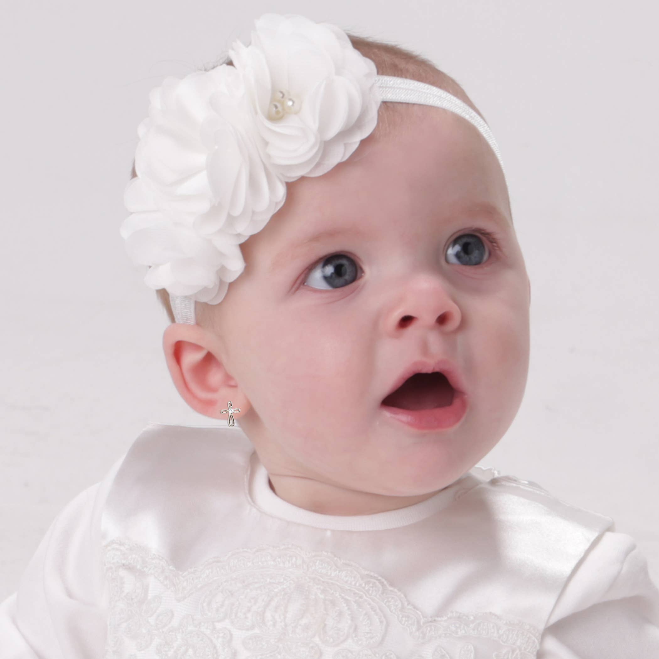 Cherished Moments - Wholesale Earrings - Kids - Sterling Silver Cross Earrings Baby Girl Baptism Gift2