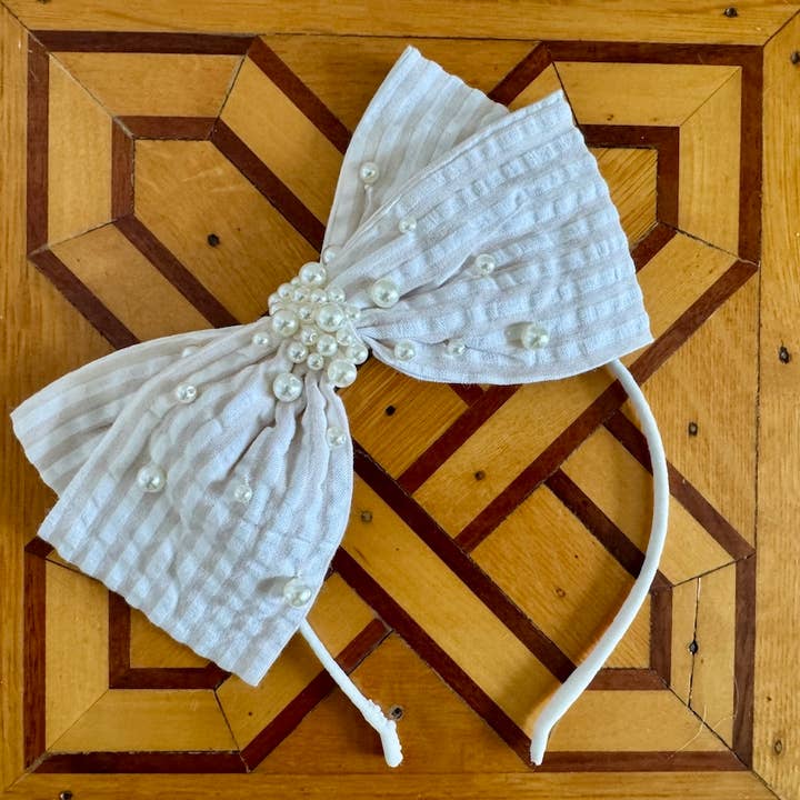 Bandeau en tissu, rayure sable pour la vente par Ooh! La, La! Couture