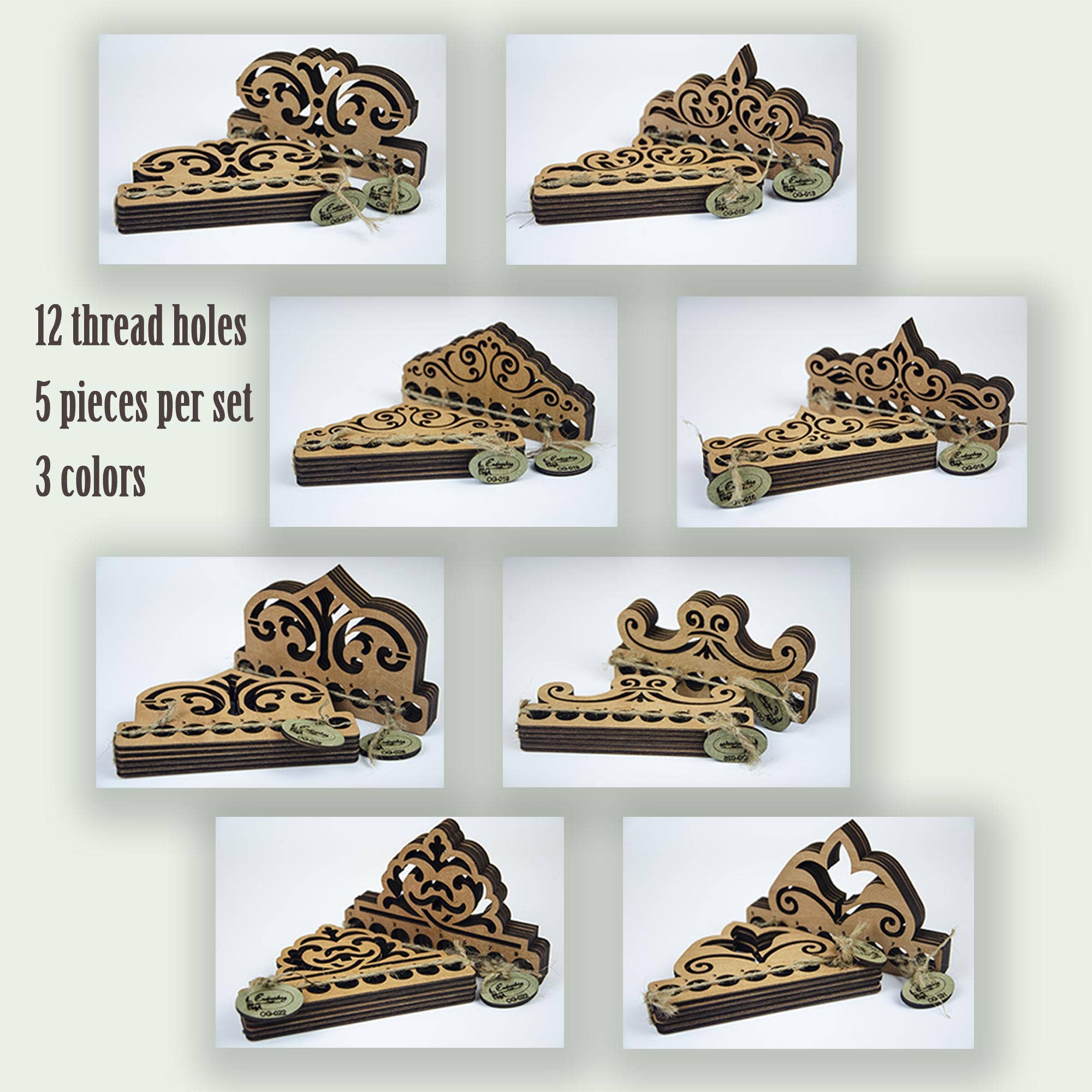 Embroidery craft - Wholesale Embroidery/Cross Stitch Supplies - Wooden Embroidery Thread Organizer 8 Holes – Set of 54