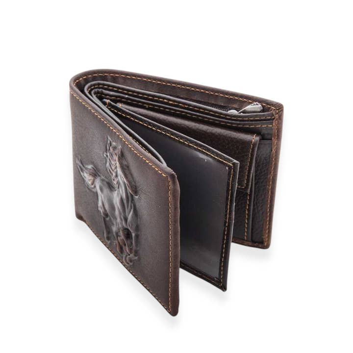 Brown Horse Embossed Genuine Leather Wallet for wholesale on Faire2