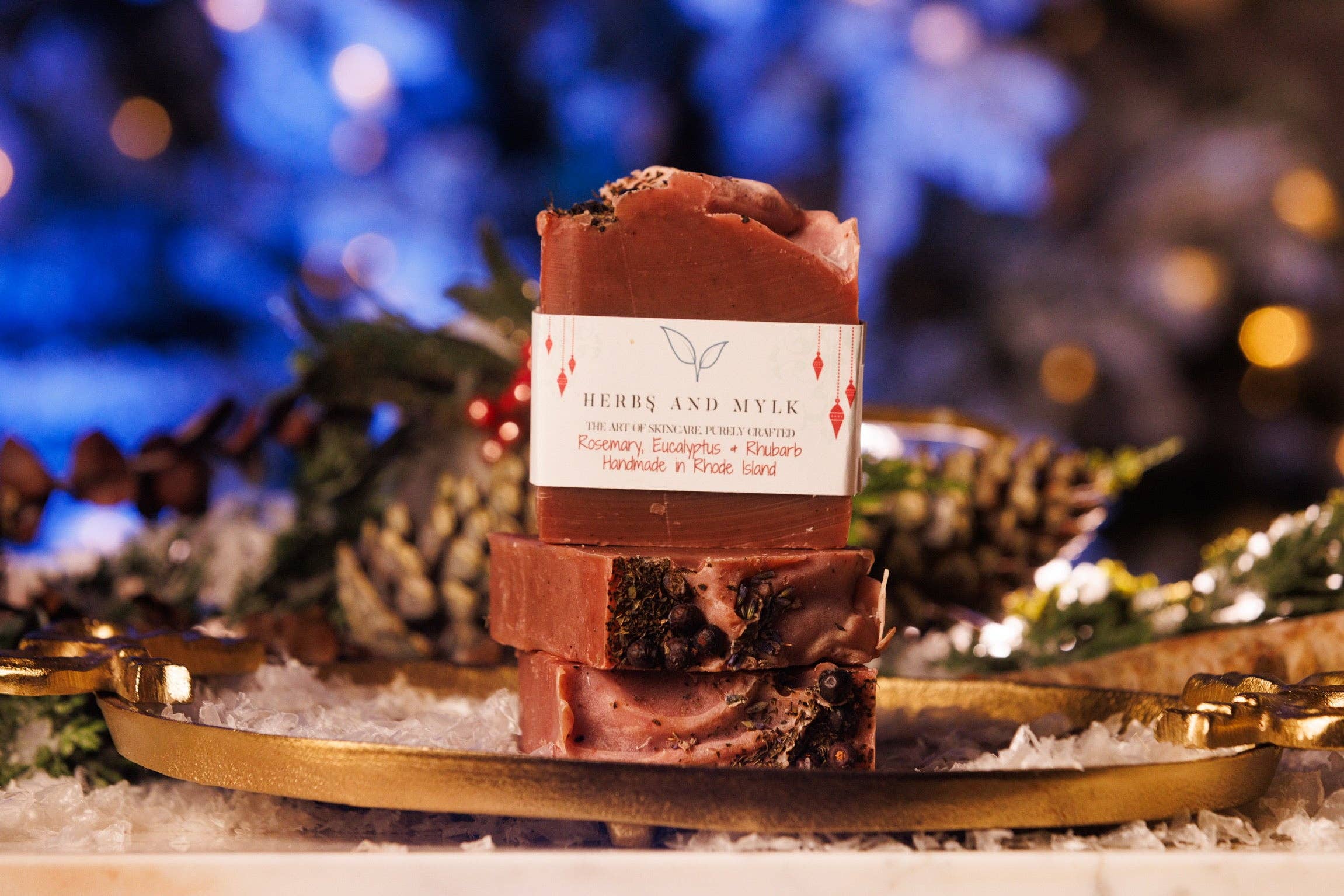 Herbs and Mylk - Wholesale Bar Soap - Rosemary, Eucalyptus & Rhubarb Organic Plant Based Bar Soap