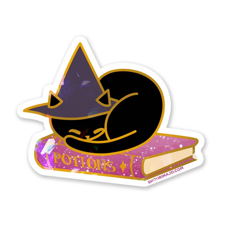Sparkly Klistermärken Sassy Kitties Witchy Kitties Bookworm Witch för wholesale av SHOURIMAJO