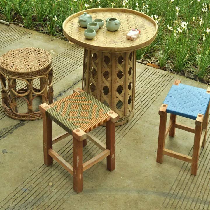 everythingbamboo - Wholesale Coffee table - Bamboo Table Bamboo Handwoven Handmade Round Coffee Tea Dining Table Artwork2
