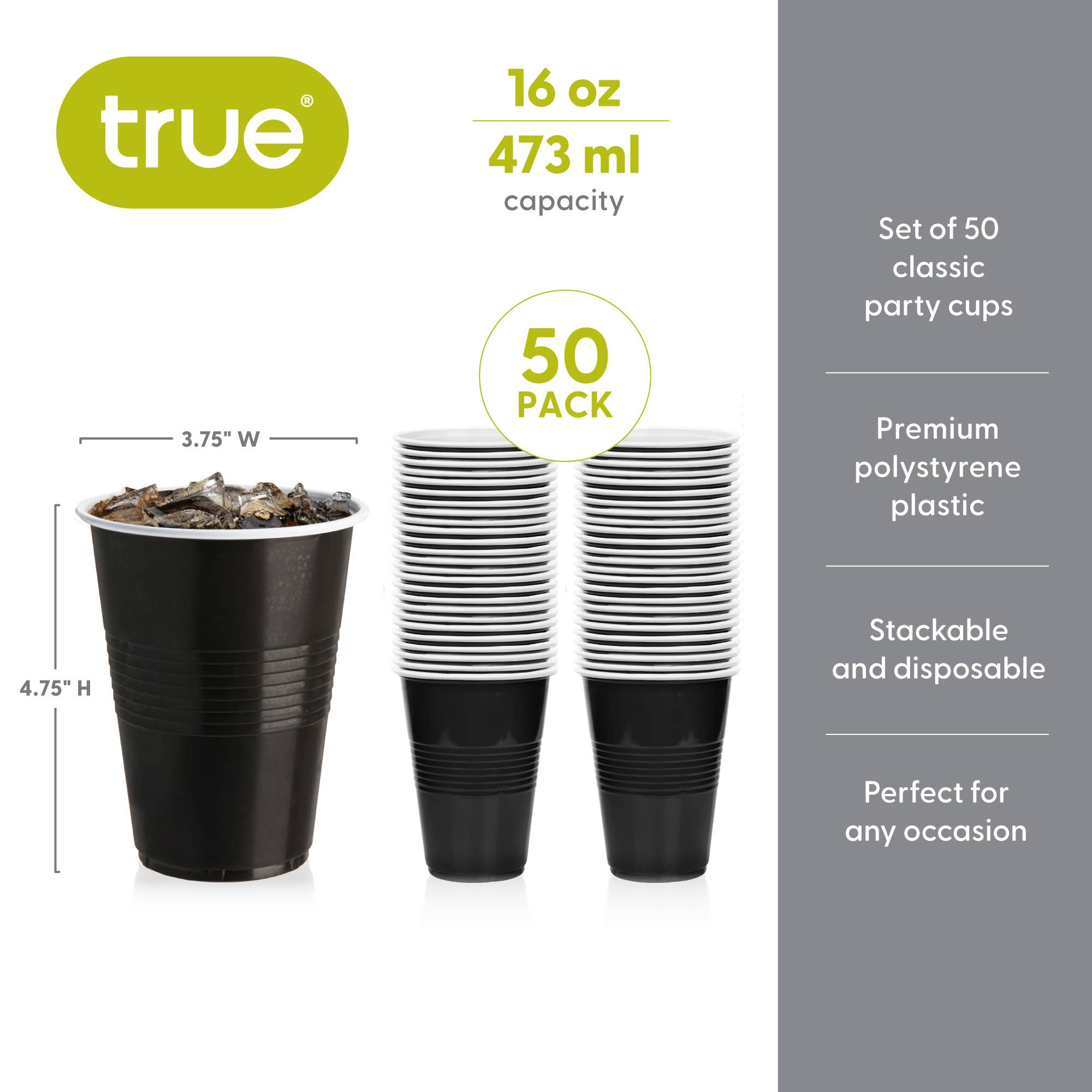 TRUE - Wholesale Disposable Cup - Party Disposable Plastic Cups Pack of 50 ASST COLORS19