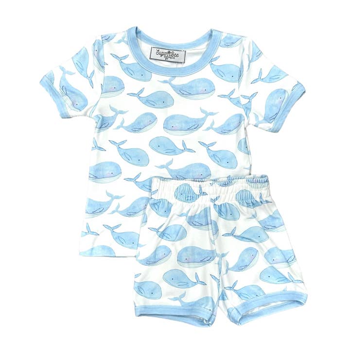 Sugar Bee Clothing - Wholesale Lounge Set - Kids - Whales - Short Lounge Set