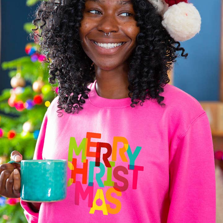 'Merry Christmas' Bright Sweatshirt Jumper for wholesale by Ellie Ellie LTD