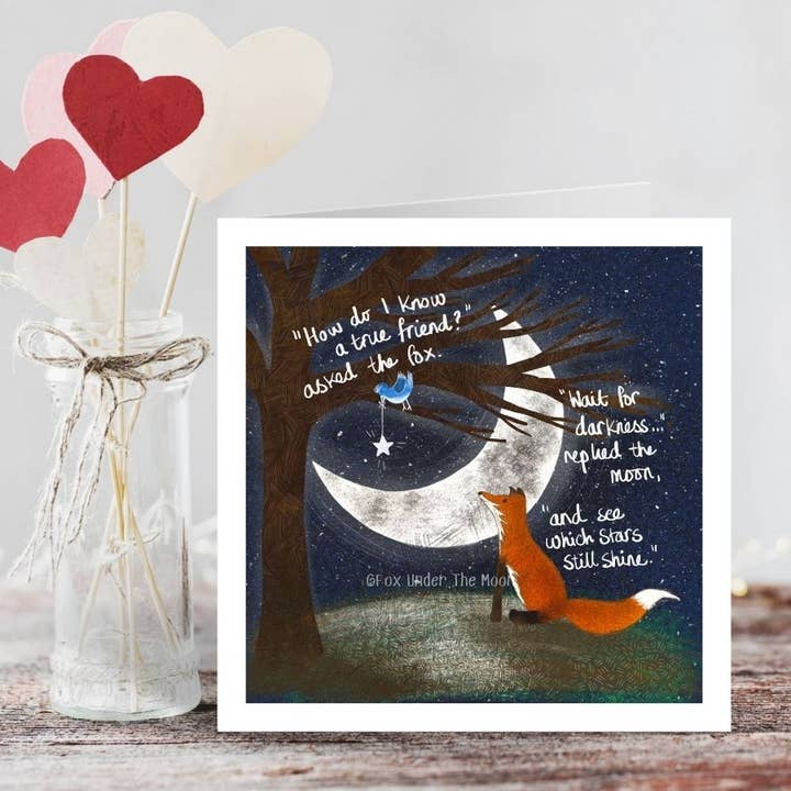 Fox Under The Moon – wholesale Friendship card – "A True Friend" A Friendship Card by Fox Under The Moon2