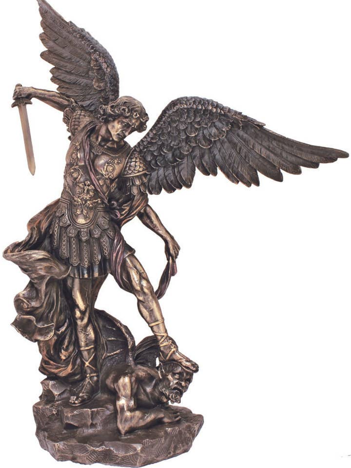St. Michael Statue in Cold Cast Bronze 21" for wholesale by Goldscheider of Vienna
