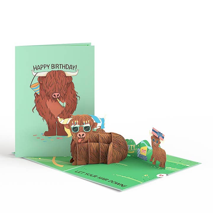 Lovepop Cards - Wholesale Birthday Card - Highland Cow Birthday 5''x7'' Card, Birthday Cards