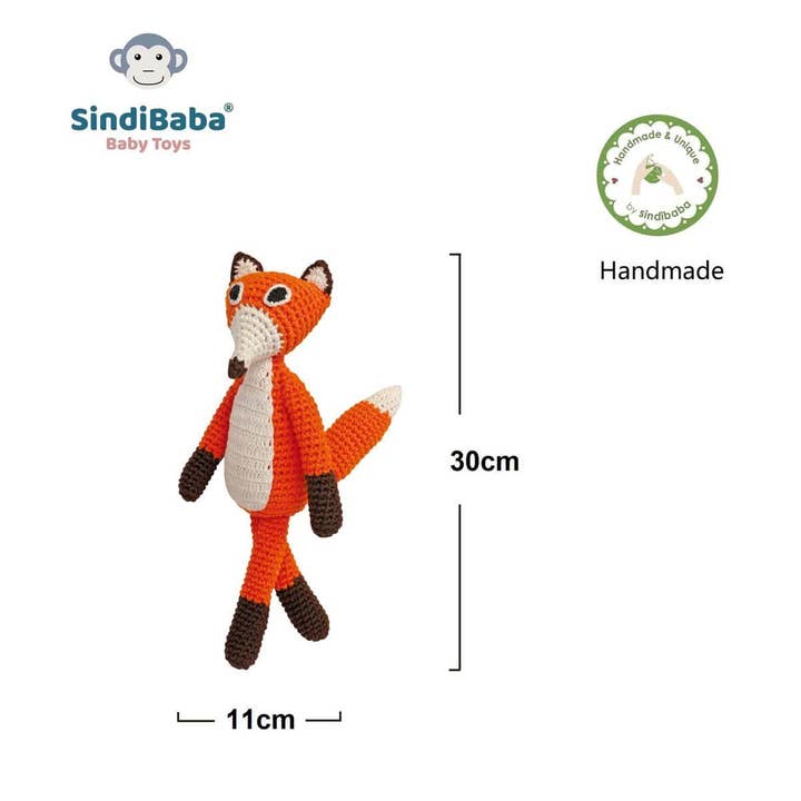 SindiBaba - Wholesale Stuffed/Plush Toy - Kids & Baby - Crocheted cuddly toy fox FRED (organic)2
