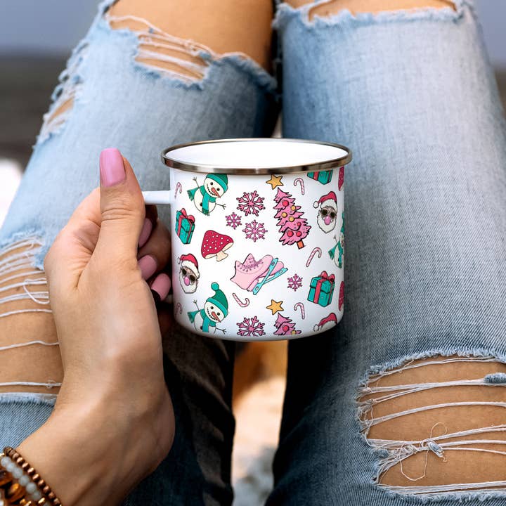 Loftipop - Wholesale Coffee Mug - Retro Christmas Pattern Camp Mug, Fun Holiday Gifts