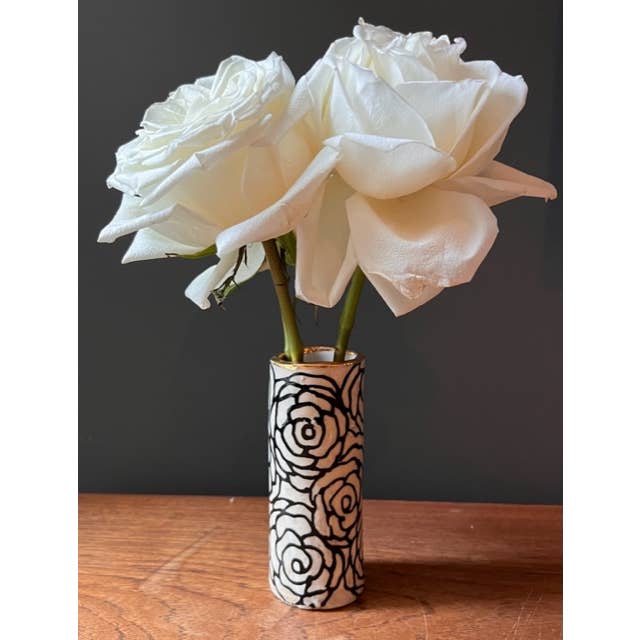 Grande vaso in ceramica fatto a mano – Floreale nero e accento in oro 22K per la vendita all'ingrosso da parte di Hsieh Clay SF