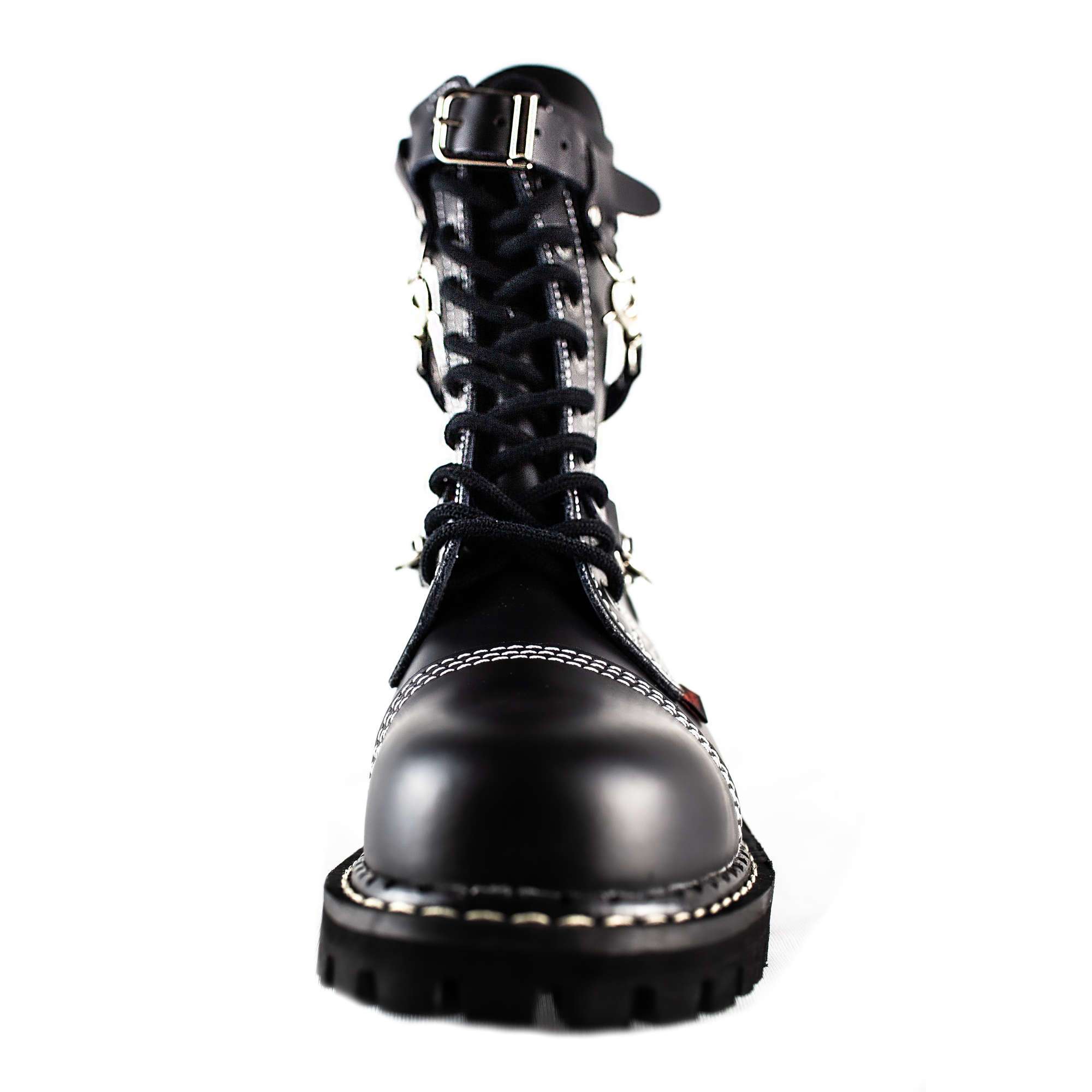 Angry Itch - Premium Boots - Wholesale Combat/Military Boots - Men's - 10-Hole 3-Straps - Black Leather Boots3
