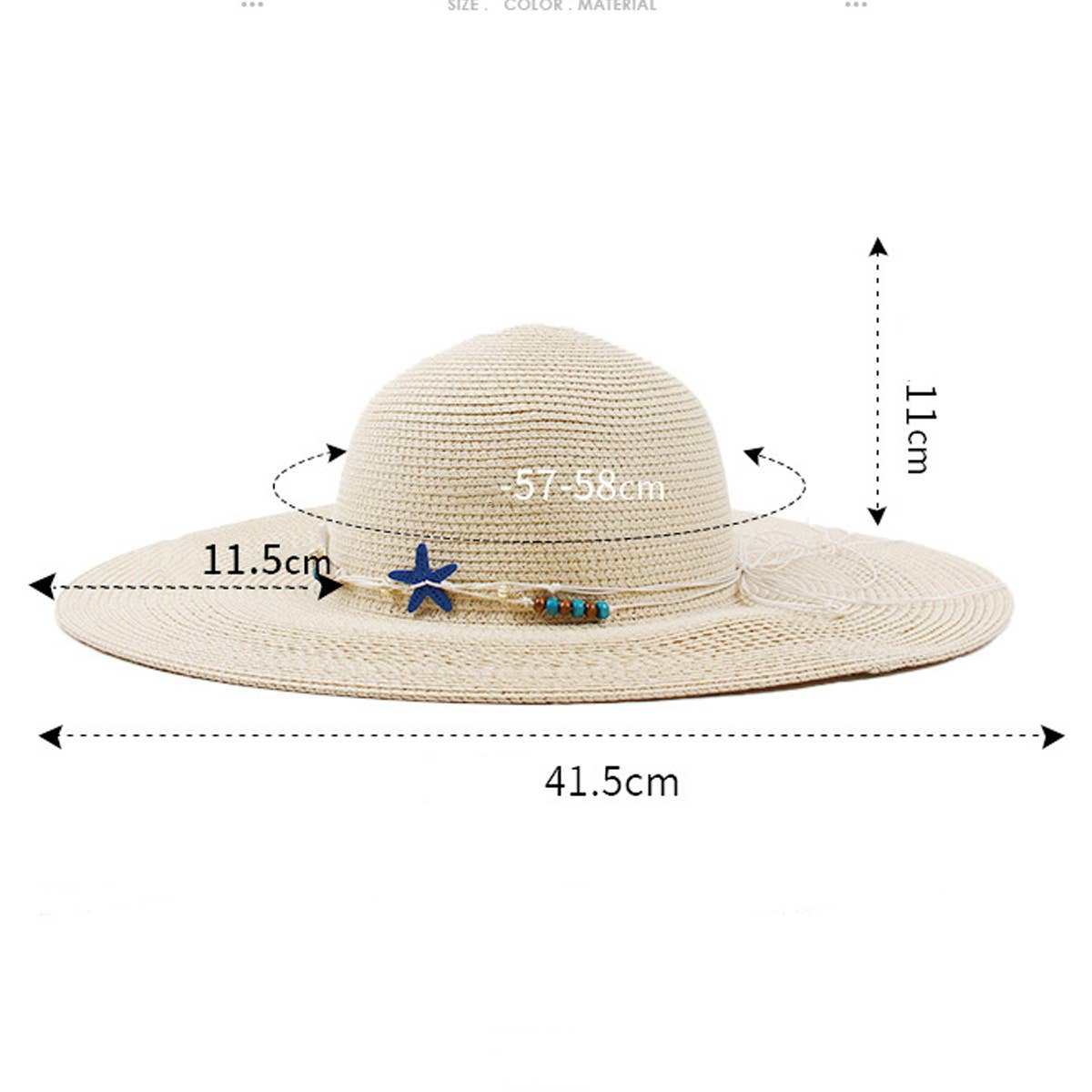 ACCITY - Wholesale Straw Hat - Women's - SUNSHADE STARFISH DECORATED DOME STRAW HAT_CWAH119510