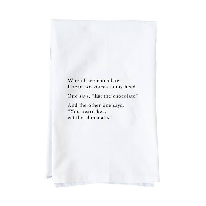 Eat The Chocolate Kitchen Towel for wholesale by Knollwood Lane