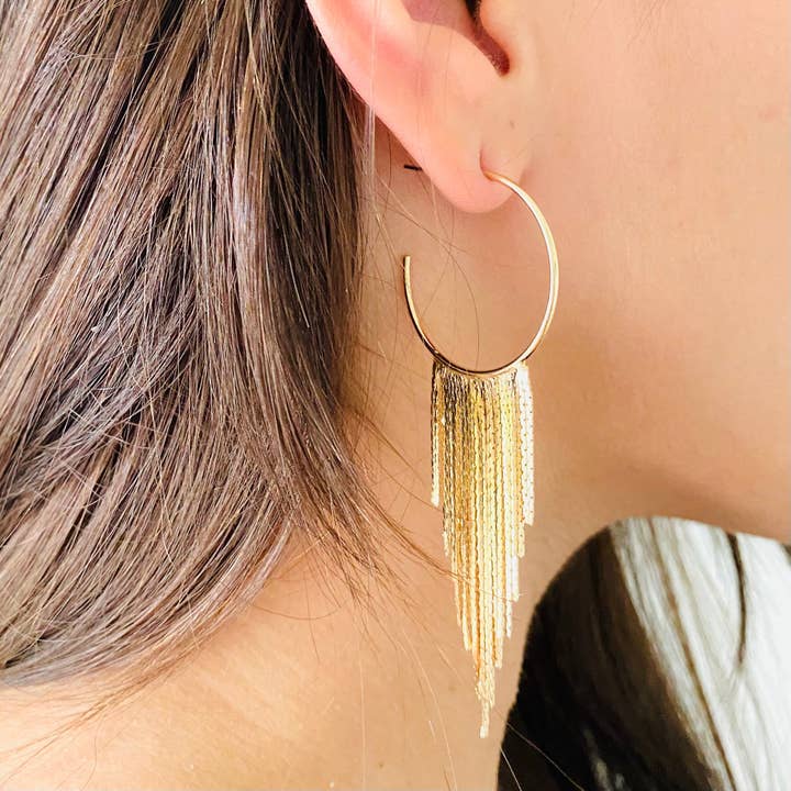 Housegoldjewelry - Wholesale Dangle Earrings - Gold Fringe Earrings, Dangle Earrings, Gold Tassel Earrings