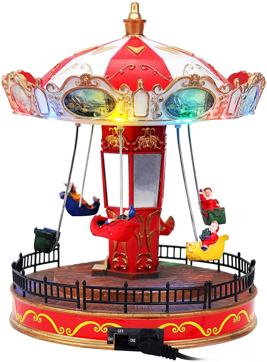 Top Treasures – Decoração de Natal por atacado – Vila de Natal animada de carrossel1