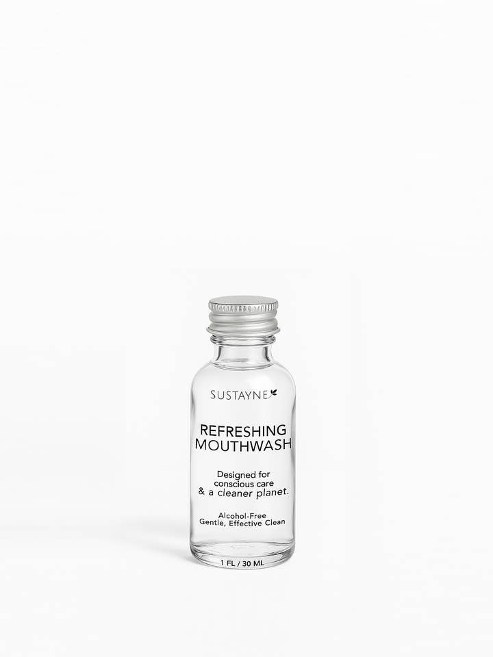 Bain de bouche sans alcool 30 ml en bouteille en verre pour la vente par Sustayne