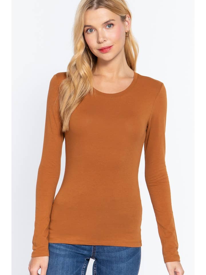 Active Basic | Active USA - Wholesale Knit Top - Women's - Long Sleeve Crew Neck Cotton Spandex Jersey Top27