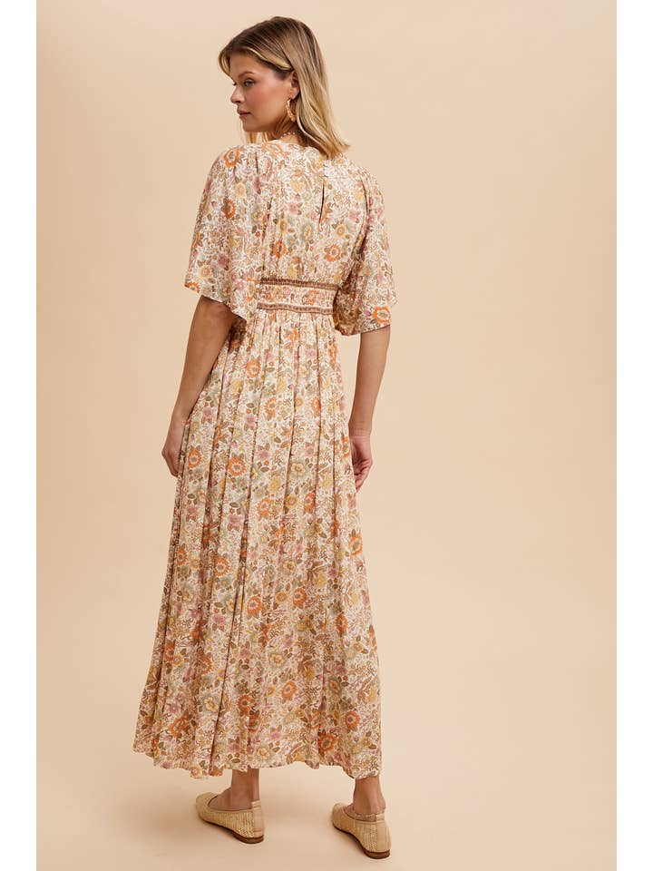 In Loom - Wholesale Dress - Women's - BORDER PRINT FLUTTER SLEEVE MAXI
