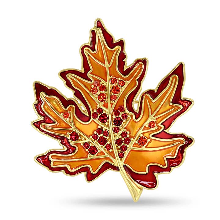 Fall Foliage Multicolor Maple Leaf Pin Pendant Ritzy Couture for wholesale by Ritzy Couture by Esme Hecht