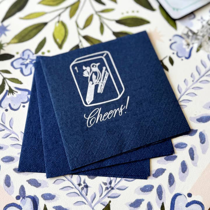 Mahjong Bird Bam Cocktail Napkins for wholesale by Natty Michelle Paperie