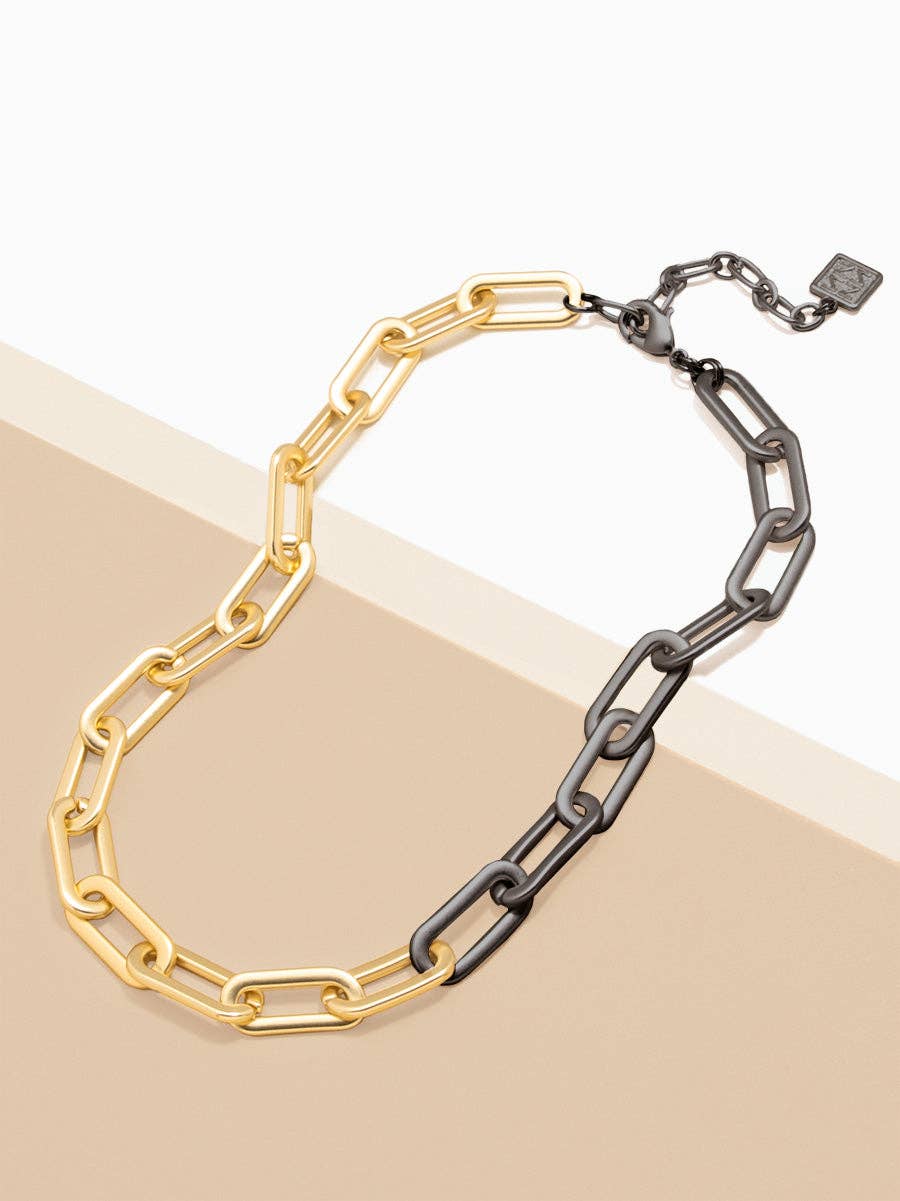 ZENZII Jewelry - Vendita all'ingrosso Collane a catena e maglie - Collana con colletto a maglie metalliche bicolore2