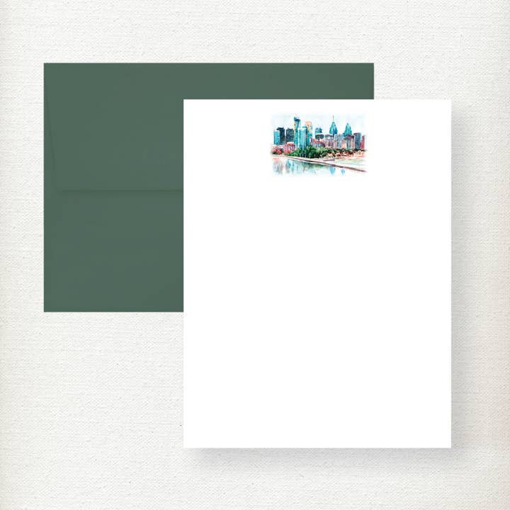 Philadelphia Skyline Note Card for wholesale by Kramer Drive
